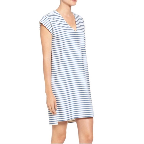 Madewell Vacances Striped Blue Shift Dress - Picture 3 of 8